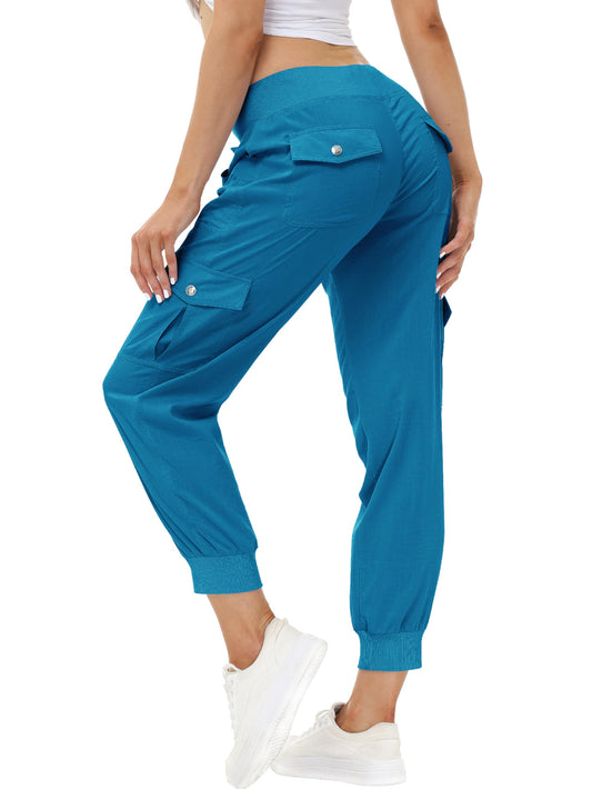 MoFiz Hiking Cargo Pants for Women with Pockets Lightweight Quick Dry Athletic Outdoor Summer Travel Casual Joggers Sweatpants Sapphire Blue 4XL