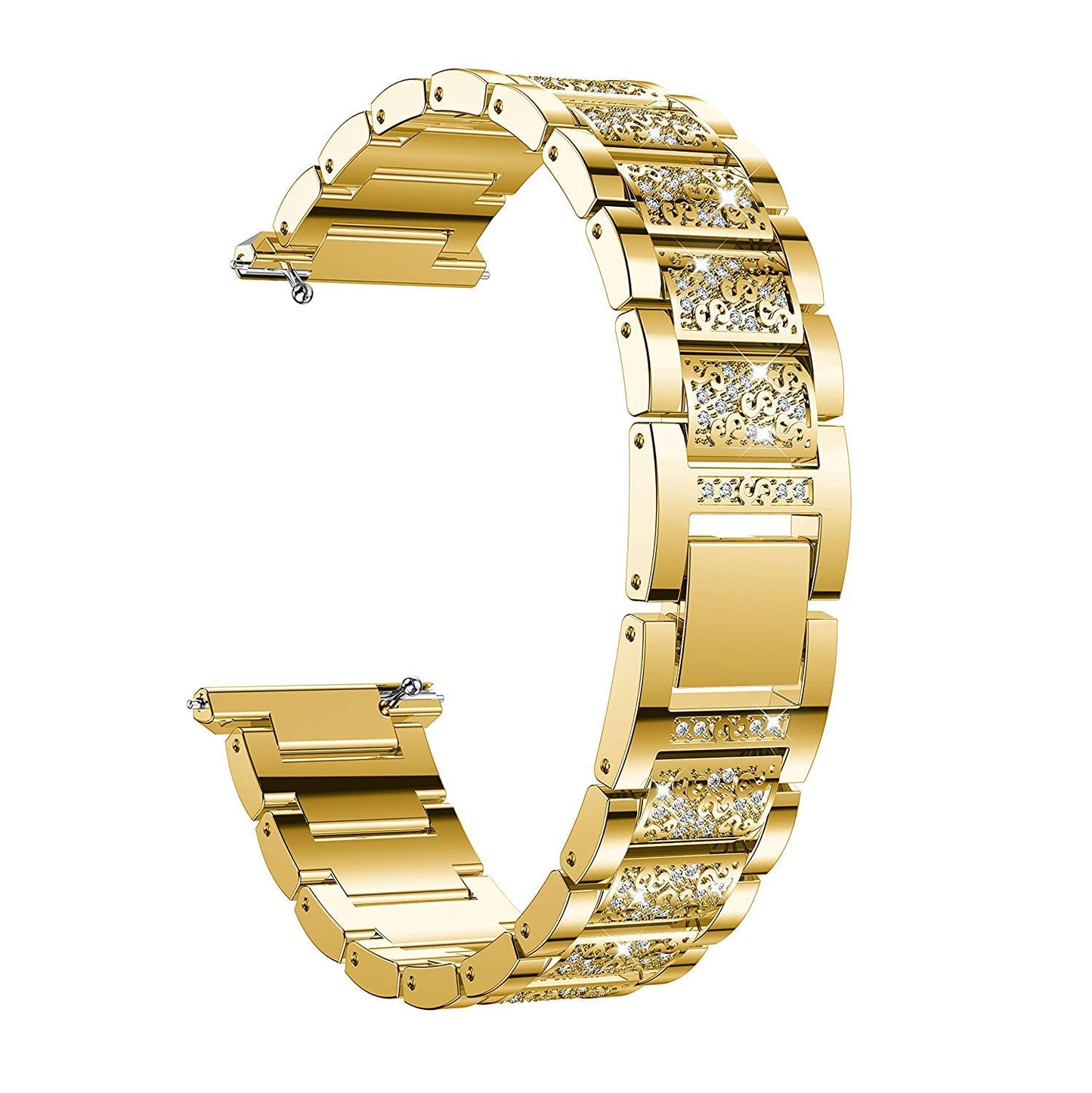 Jewelry Bling Bands Compatible with Fitbit Versa, Diamond Rhinestone Bracelet Metal Strap Replacement for Women (Gold)