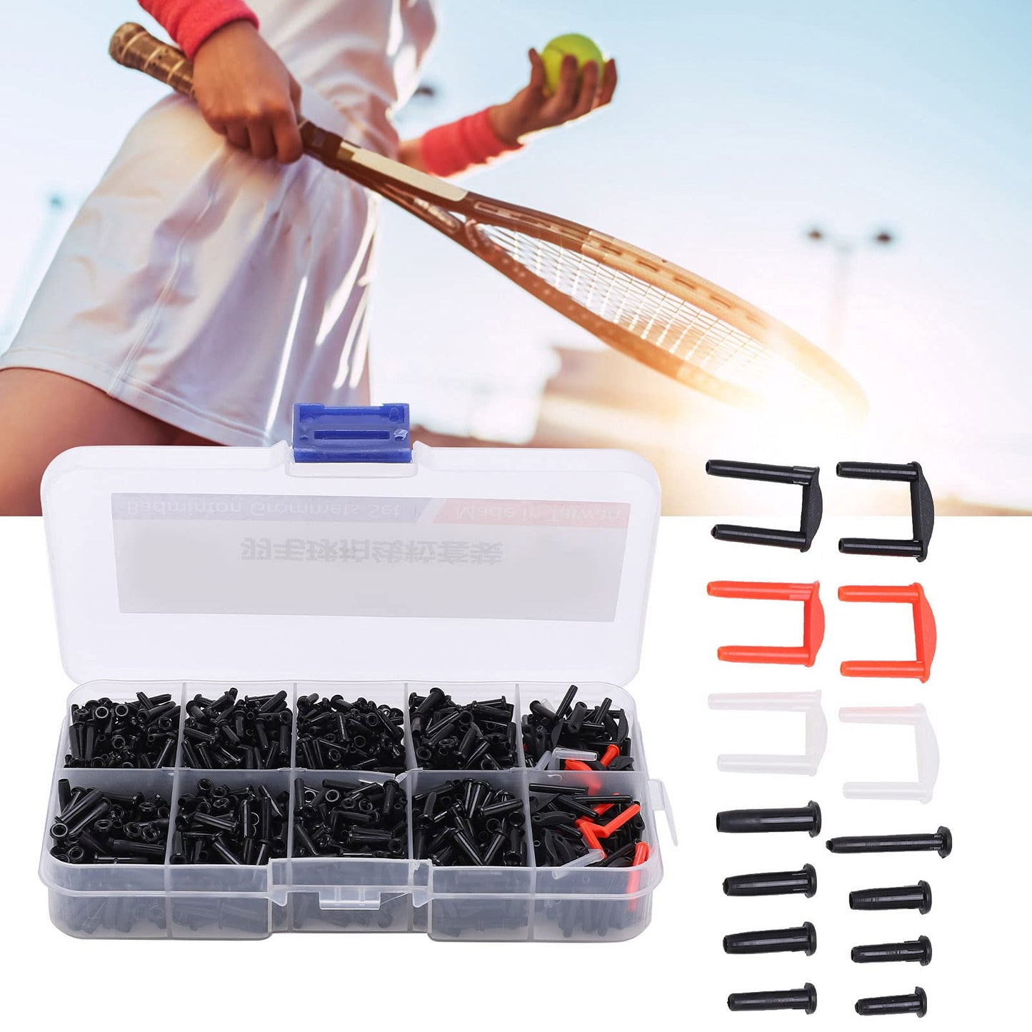 VGEBY Badminton Grommets, Set with String Protector and Tools, String Protector for Racquets, Durable Badminton Accessories for Professional and Amateur Players, Home, Gym, and Club Use