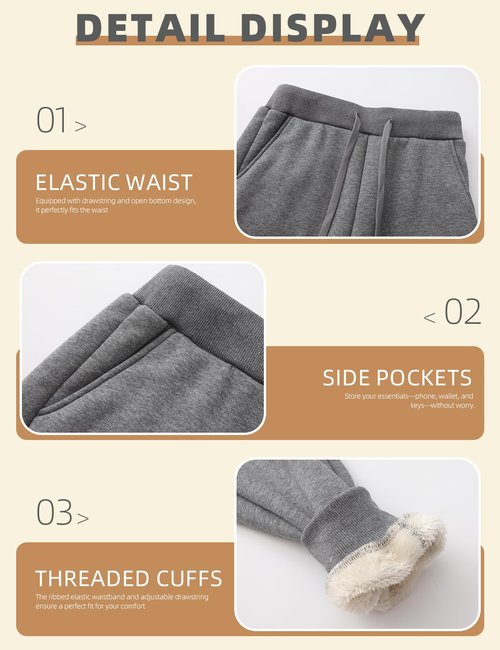 Gihuo Women's Sherpa Lined Sweatpants, Winter Warm Fleece Jogger Pants, Black Cotton Polyester Blend, Mid Rise, Pull-On Style (US, Alpha, Medium, Regular, Regular, 2, Black+Darkgrey)