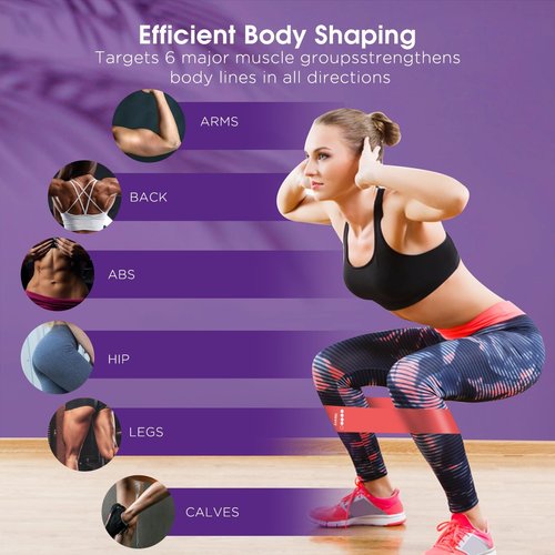 FEFURS Upgrade Pedal Resistance Band Purple,4-Tube Elastic Sit Up Pull Rope for Men and Women,Pedal Puller for Strength Training,Foot Resistance Rope for Physical Therapy with 5Pcs Exercise Bands