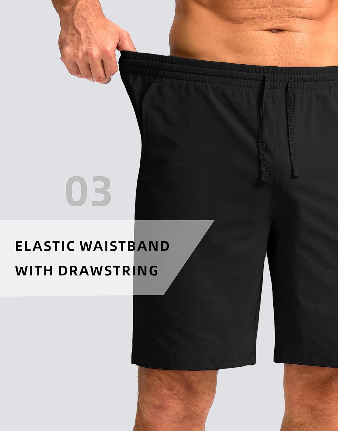 Pudolla Men's Lounge Shorts - Lightweight 9" Sweat Jersey Shorts with Pockets for Gym & Workout