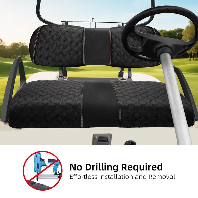 Roykaw 1680D Oxford Cloth Golf Cart DS Front Seat Covers Compatible with Club Car DS Front Seat Cushion, No Nailed Need, Scratch Resistance (Include Backrest & Bottom)