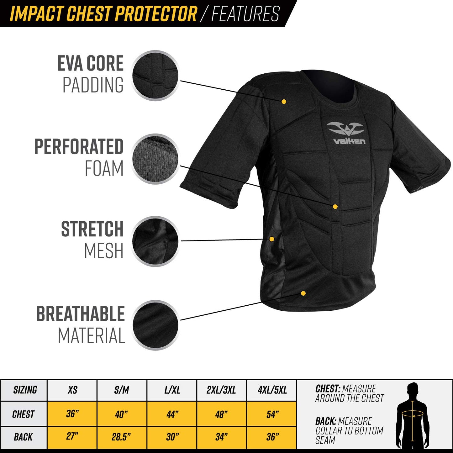 Valken Paintball Impact Padded Shirt/Chest Protector - 2Xl/3Xl