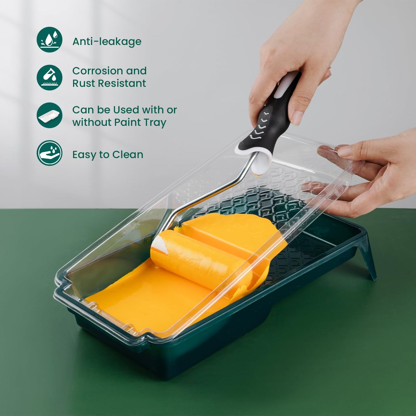 YiBaiBrush Paint Tray Liner, 4 Inch Paint Roller Tray with 15 Pcs Disposable Paint Liners, Small Paint Tray Set, Plastic Paint Pan, Easy to Clean House Painting Supplies for Walls, DIY Projects