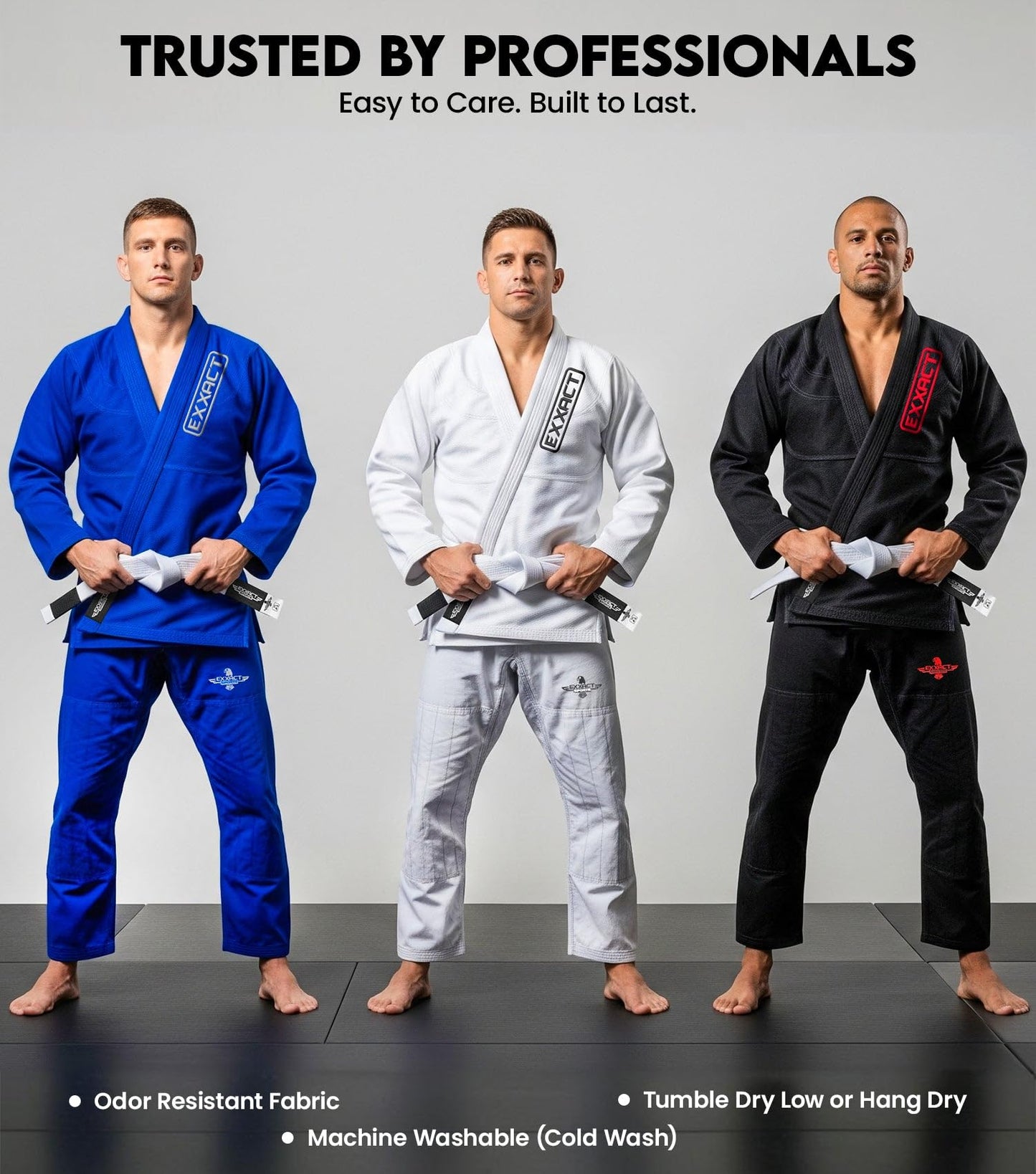 Exxact Sports BJJ Gi Men, Lightweight IBJJF Legal Jiu Jitsu Gi with Preshrunk Fabric & Free Belt for Training & Competition (Black, A5)