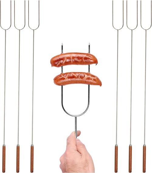 Coghlan's Camp Forks 6-Pack - 40" Heavy-Duty Solid Steel Marshmallow Sticks with Wooden Handles | Perfect for Roasting, BBQ & Outdoor Cooking