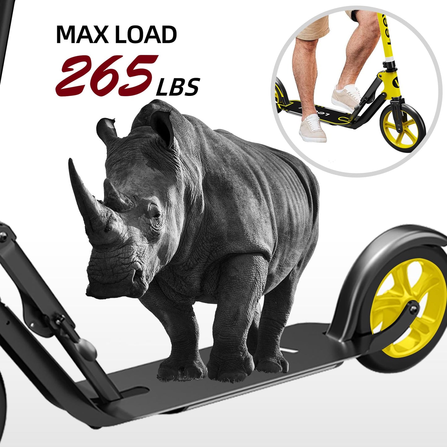 Scooter for Adults –Adult Scooter,Folding, Adjustable Height, Big Wheels, Lightweight All-Aluminum Frame | Suitable for Teens 12+ | 265lbs Weight Limit,Kick Scooter