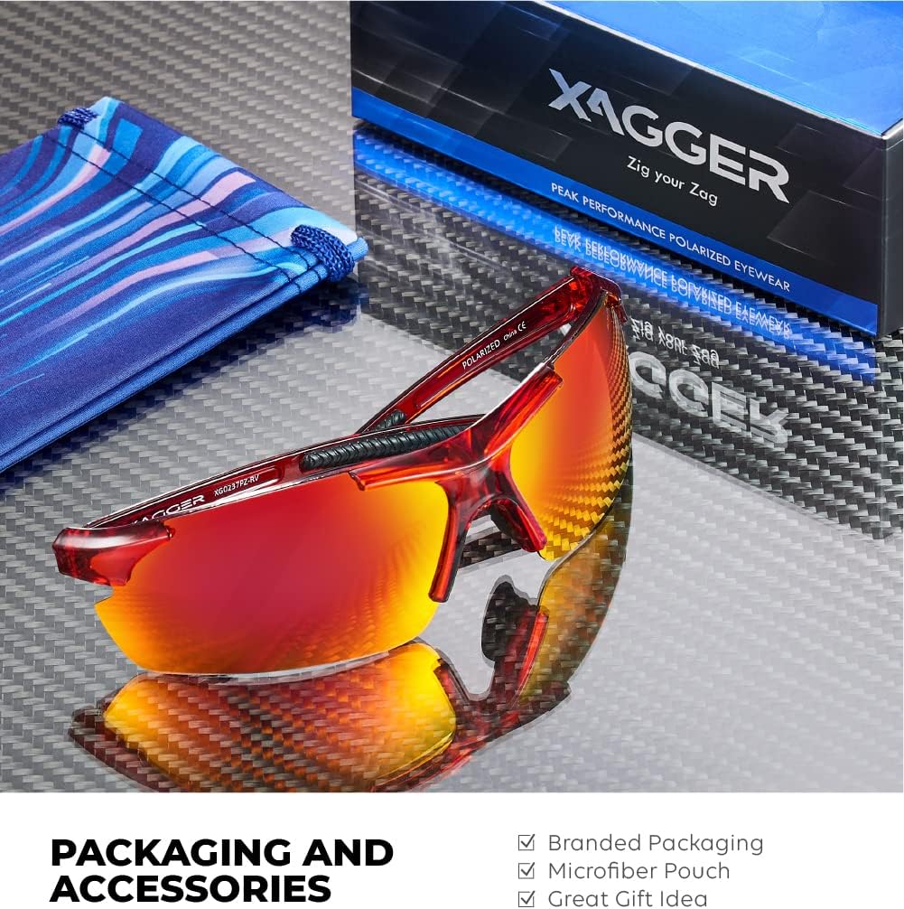 Xagger Polarized Sports Sunglasses - UV400 Protection for Men & Women | Ideal for Running, Cycling & Baseball