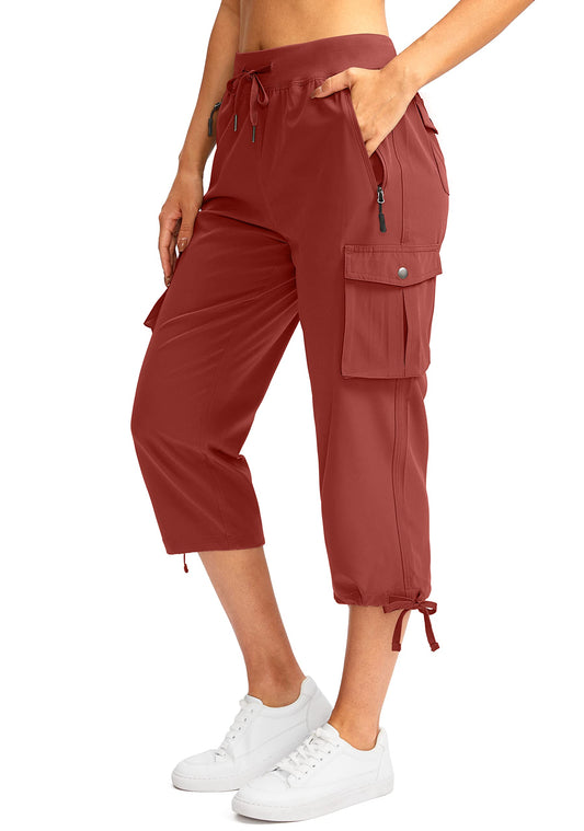 Soothfeel Women's Cargo Capris Pants with 6 Pockets Lightweight Quick Dry Travel Hiking Summer Pants for Women Casual (Savannah, XS)