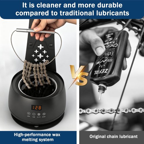 Datdifen Bicycle Chain Wax Melting System (19oz), Includes Chain Cleaning Machine and Cooling Rack. Precise Temperature Control for Rapid Melting, Professional Cleaning and Waxing Tools