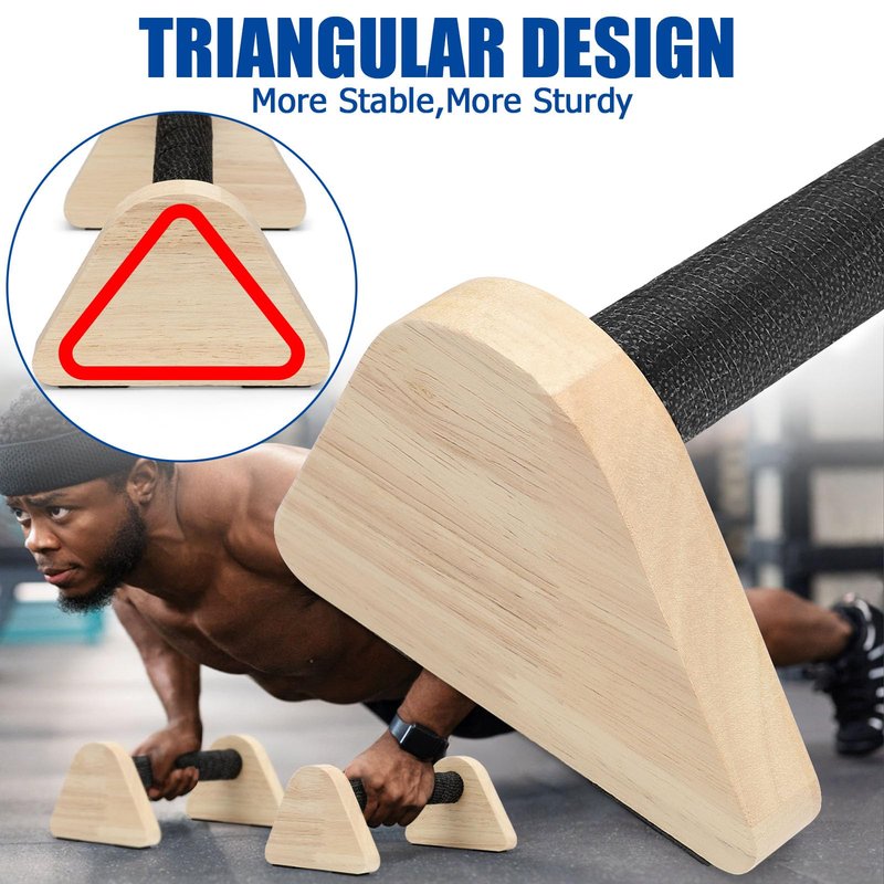 TOBWOLF 2PCS Wooden Push Up Bars, Solid Calisthenics Wood Parallettes Bars for Men Strength Training, Will Not Slip or Wobble, Calisthenics Equipment for Planks, Calisthenics & Home Gym Workout