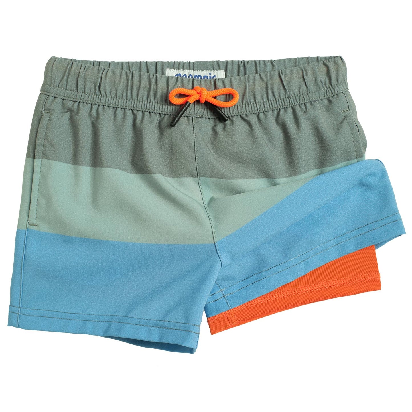 maamgic Boys Swim Trunks with Compression Liner Toddler Stretch Swim Shorts Quick Dry Swimming Trunks Boxer Brief 2 in 1 Beach Shorts Stripe Grayblue 8
