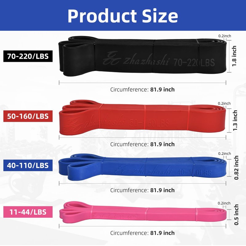 Zhazhashi Resistance Bands for Physical Therapy, 4 Levels (11-220 LBS), 81.9 in Circ, Storage Bag & Box, Natural Rubber for Home Fitness Training, Strength Building & Daily Workouts