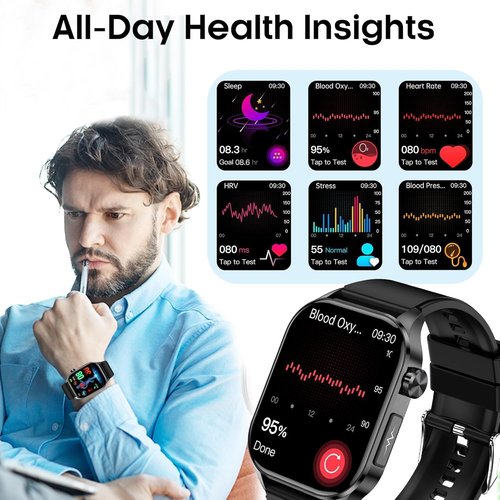 Advanced Health Smartwatch - Real-Time Heart Rate, Blood Oxygen & Sleep Monitoring | Compatible with Android & iOS