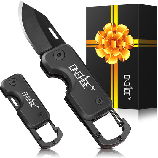 Stocking Stuffers for Men - Pocket Knife for Men, Christmas Bulk Mens Gifts, Keychain Edc Gift with 1.62inch Blade - Small Folding Knives for Everyday Carry, Box Cutter - Gadgets for Camping, Hiking