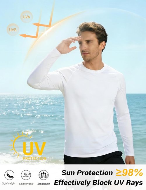 MAGCOMSEN Men's Long Sleeve Shirts - UPF 50+ Sun Protection Dry Fit T-Shirts | 2 Pack for Athletic Wear