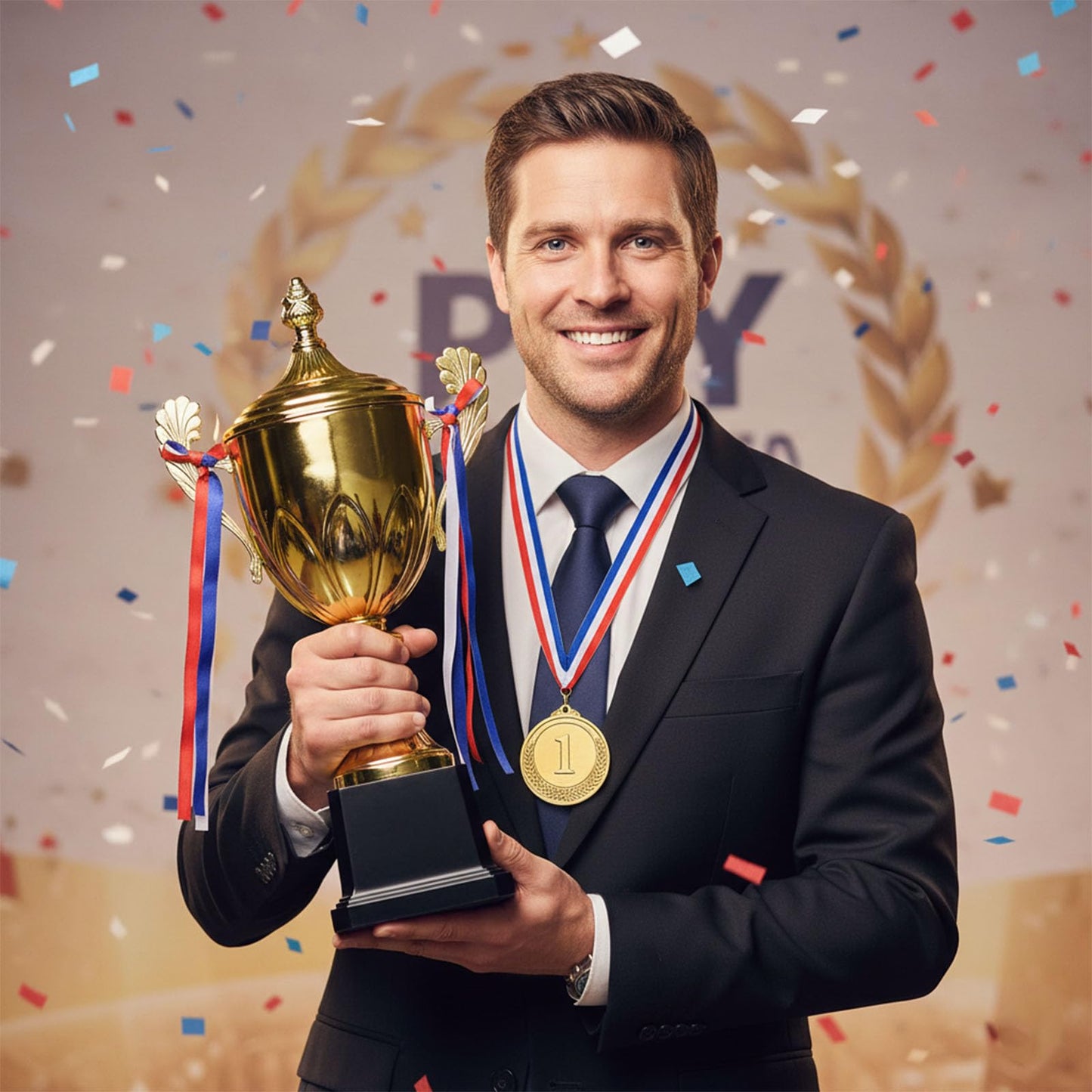 Dorhui Gold Award Trophy 16.5 Inch Large Winner Trophy Cup and Award Medal with Ribbon for Kids and Adults for Sports, Competitions, Tournaments