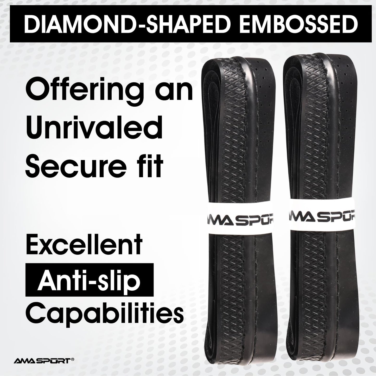 PICKLETECH Pickleball Paddle Grip Tape - 2 Pack - Perforated Embossed Replacement Grip Wrap for Pickleball Racket-Moisture Wicking Tacky Surface - Anti-Slip Ridge-Black