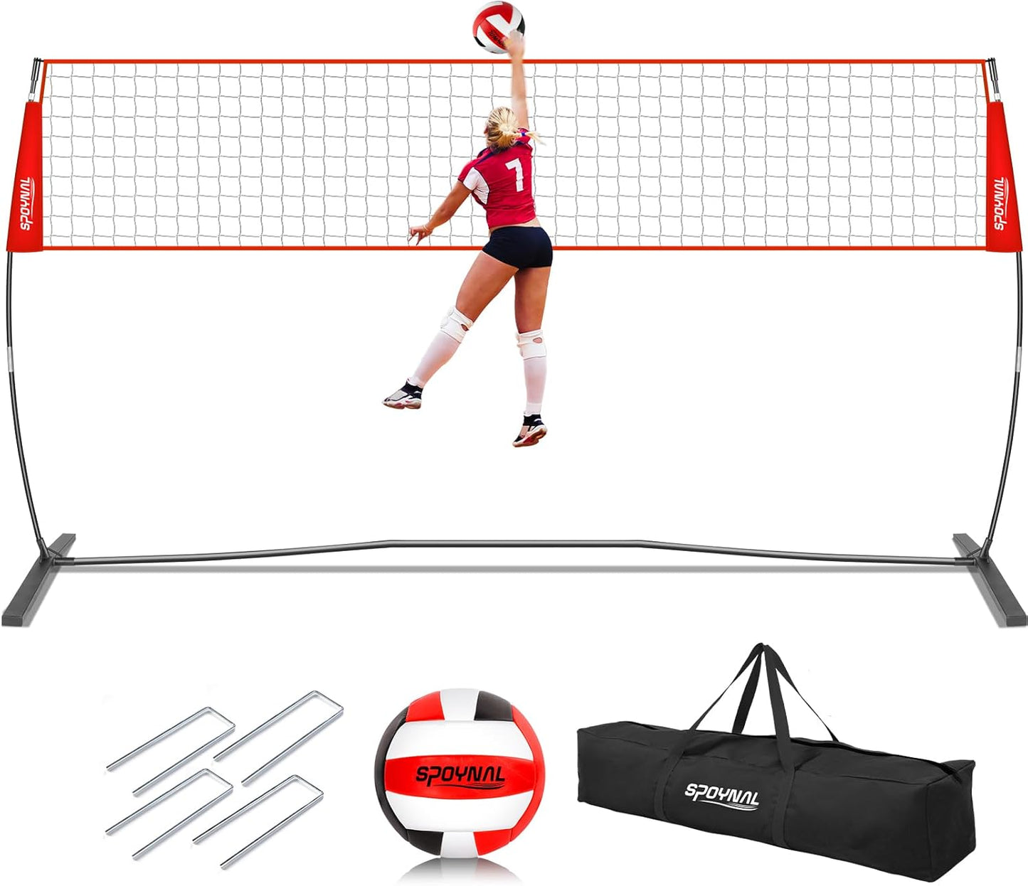 Skiennix Portable Volleyball Net - Adjustable Height Freestanding Set for Indoor/Outdoor Use | 12FT/20FT Size