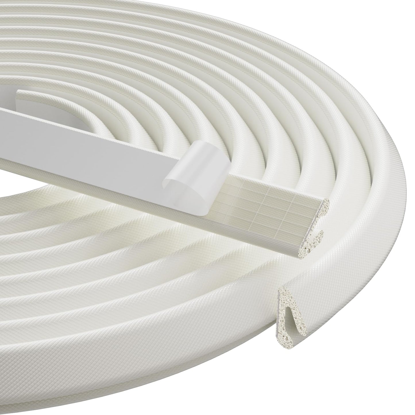 Foam Weather Stripping Door Seal Strip, V Shape Self-Adhesive Backing Door Weatherstripping for Door Frame Insulation Small Gap,Anti-Collision Soundproof Windproof Dustproof Tape（19.7Feet,White）