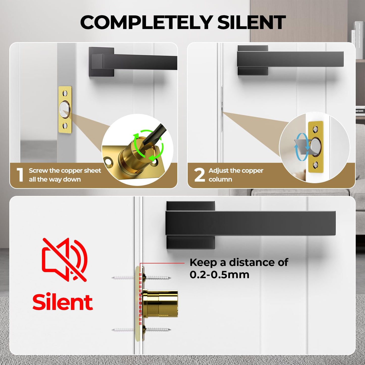 Tonitrui Silent Door Ball Catch, Adjustable Strong Magnet Door Catch,Using Completely noiseless,Perfectly Replacing The Old Ball Catch(Gold 2 Pack, Upgraded Version)