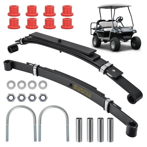 TechInovat for Club Car DS Rear 4-Leaf Springs Kit 1981-up Gas & Electric Heavy Duty Golf Cart with Bushings & Sleeves U Bolt, Replace OEM 1014675 102006501 1011149 1012618 1012324 1010974