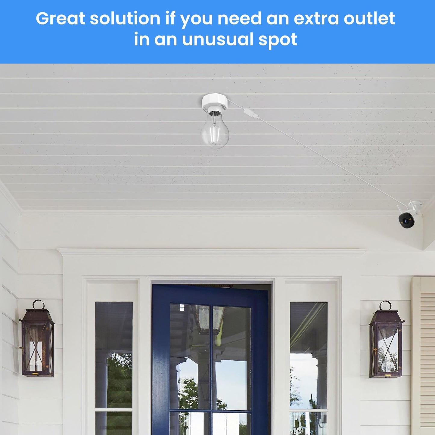 E26 Light Socket USB Adapter Female Plug 120V to 5V Power Converter Splitter Charger Extension Cord for Outdoor Security Cameras Holiday Lights Compatible with WyZe Cams