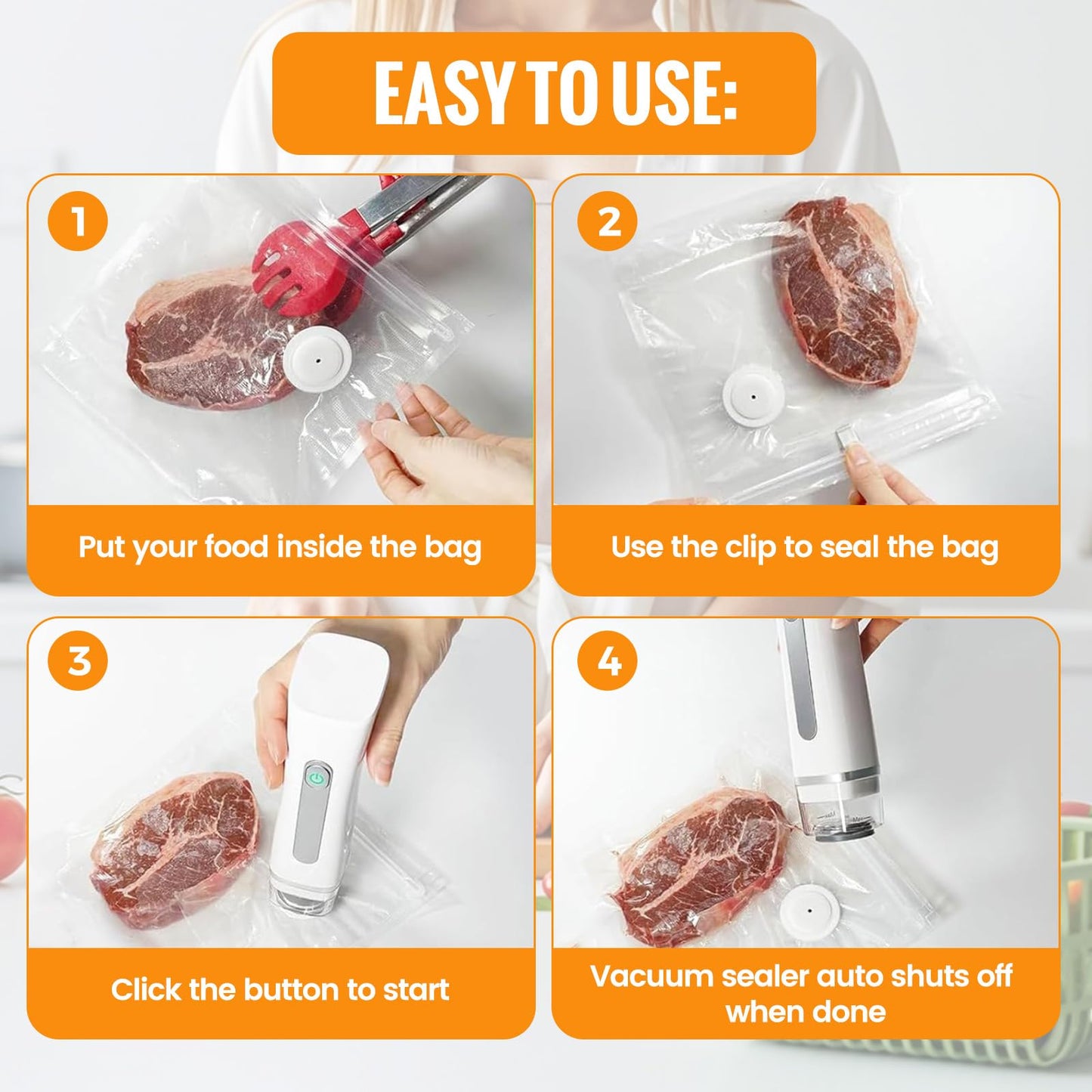 Vacuum Sealer for Food with Visible Water Tank, Cordless Food Sealer