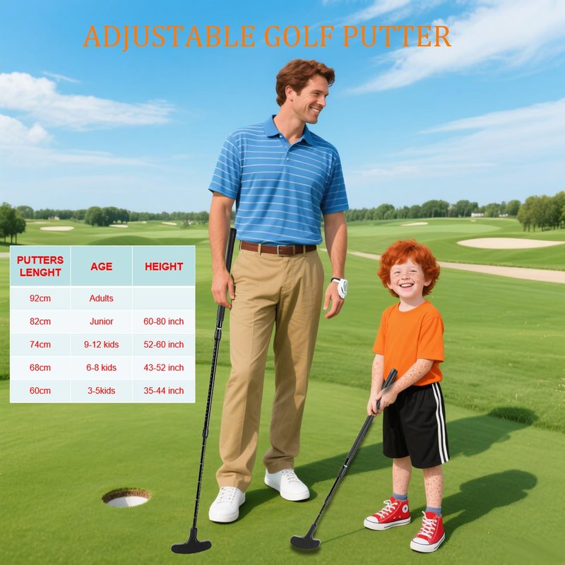 WIGERLON Adjustable Toddler Putter Compatible with Kids Adult Men and Women,Mini Golf Clubs Kids Putter 3-5,5-7,8-12,Mini Golf Set with 4 Golf Balls and A Cup with Flag