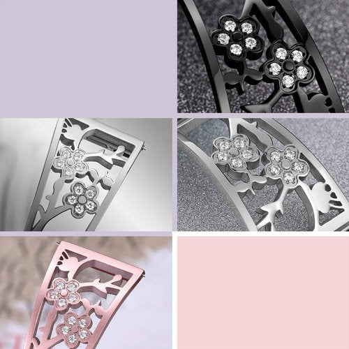 Mtozon Stainless Steel Bands Compatible with Fitbit Versa 2/Versa Lite/Versa for Women, Luxurious Bling Bracelet with Rhinestone Metal Wristbands, Rose Gold