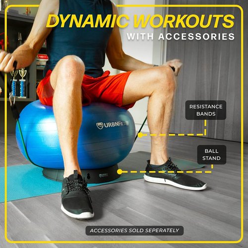 BREFR 26 Inch Exercise Ball, Yoga Ball for Workout, Balance Stability, Fitness Ball for Office, Home, Gym, Balance Balls with Quick Pump (Black)