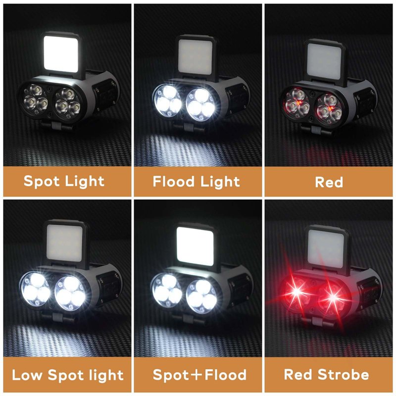 2 Pack LED Hat Clip Lights, 900LM Dimmable Rechargeable Cap Flashlight, 180° Adjustable Headlamp with Zoom & Floodlight, Waterproof Hat Light for Running, Camping, Fishing, Hiking, Emergency (Black)