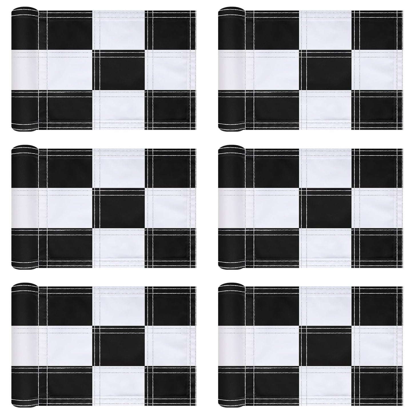 Fanfanwin 6 Pack Checkered Golf Flags 8 x 6 inch Portable 420D Nylon Training Target Flag with Tube Inserted Mini Practice Putting Green for Garden Yard Indoor Outdoor