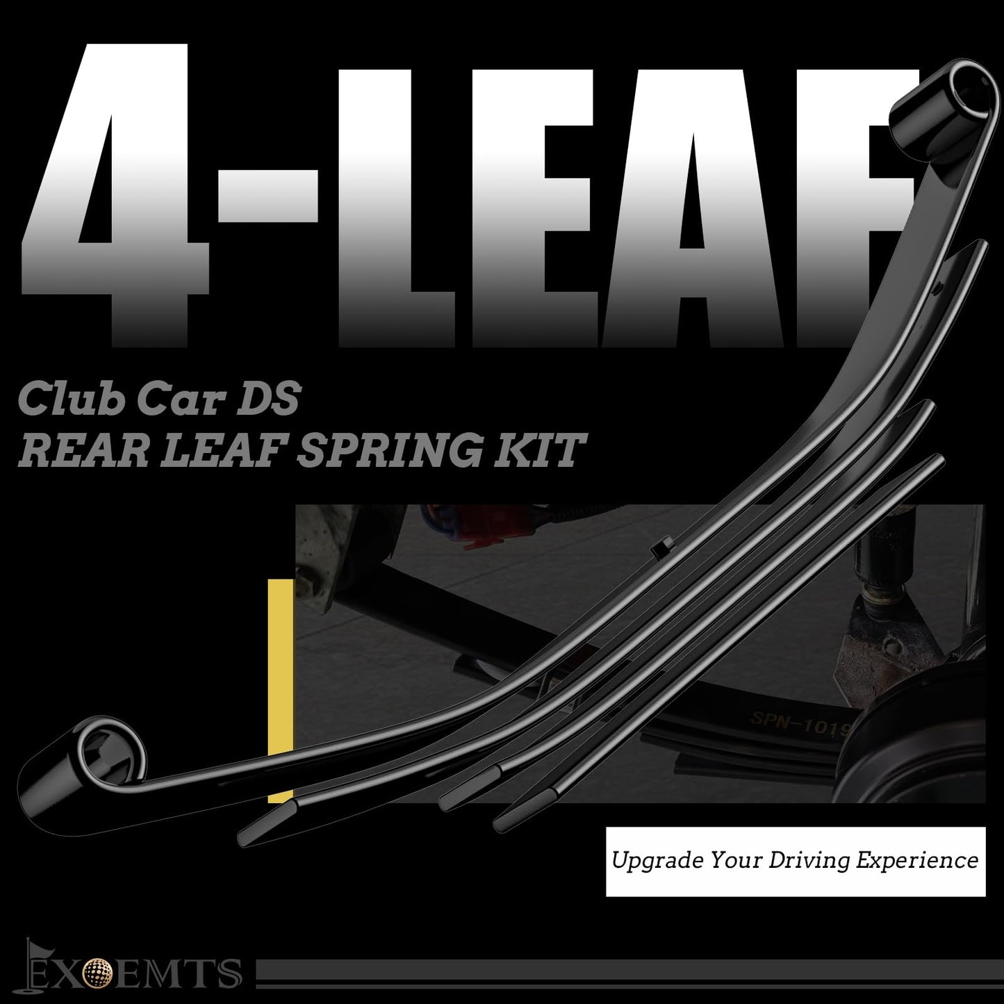 Heavy Duty Golf Cart 4-Leaf Rear Spring Kit for Club Car DS 1982-Up Gas&Electric, Rear Leaf Springs for Club Car with Bushings, Sleeves, U-Bolts, OEM# 102006501 1014675 1011149 1012618 1012324 1010974