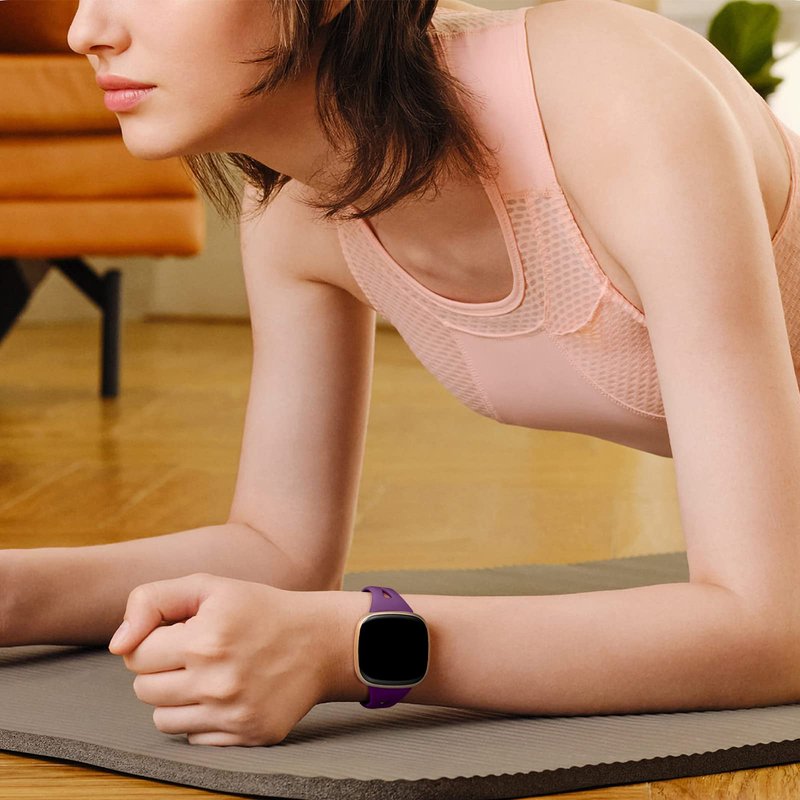 Ouwegaga Compatible with Fitbit Versa 4 Bands for Woman/Sense 2/Sense/Versa 3 Bands for Men,Soft Silicone Slim Sport Strap Compatible with Fitbit Smartwatch, 4 Pack Small