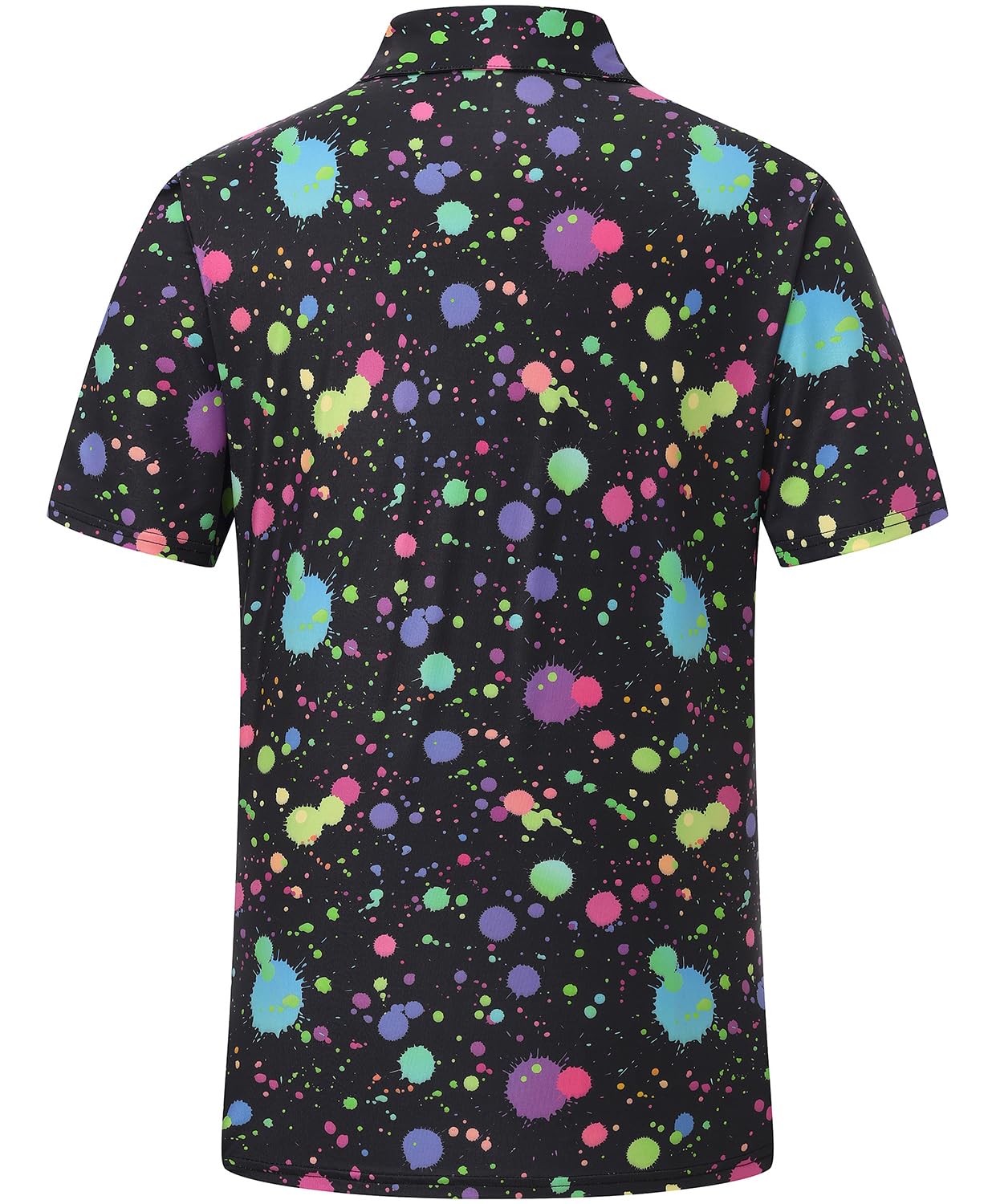 KYKU Golf Polo Shirts for Men Short Sleeve Athletic Tennis T-Shirt Multicolor Paint Splatter L
