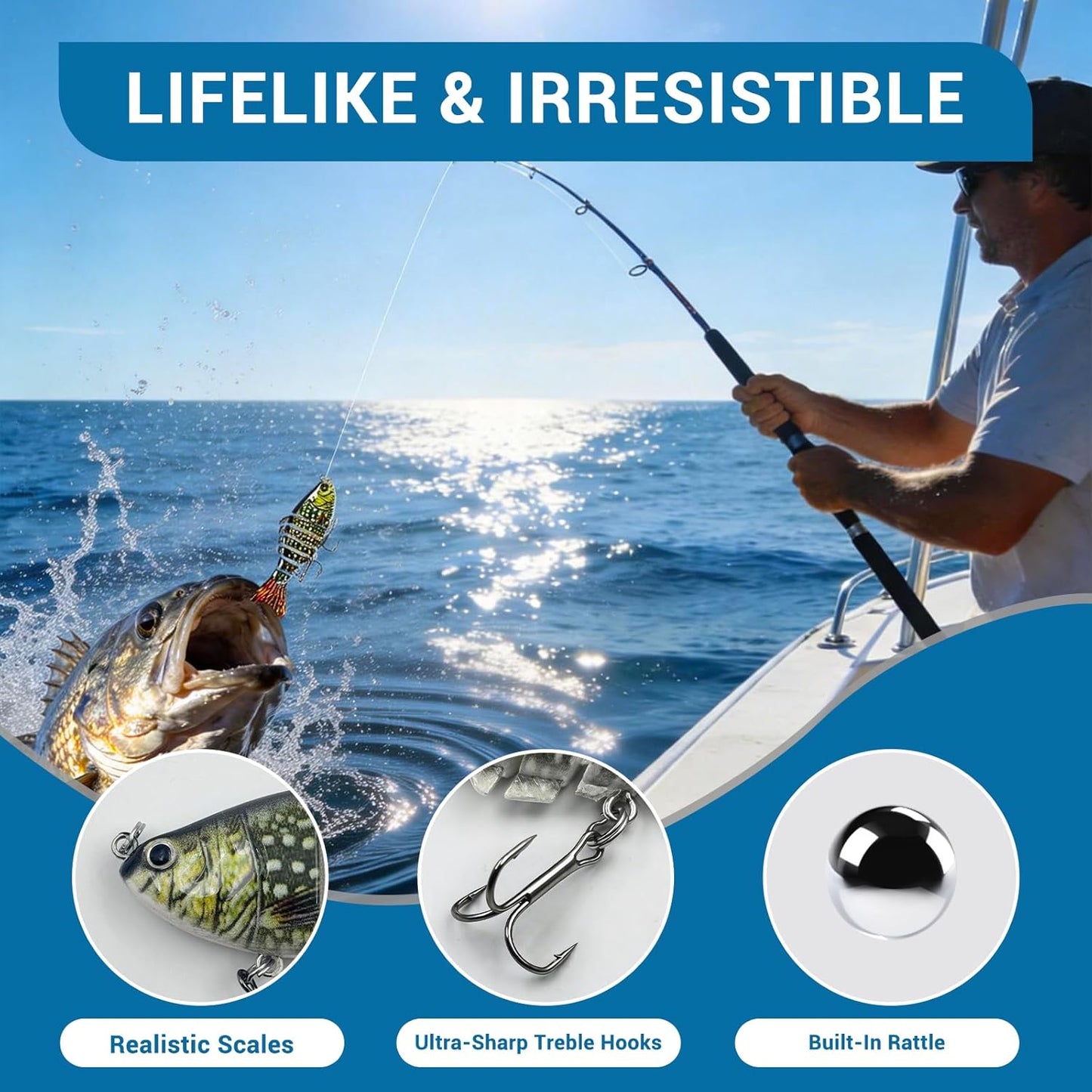 Skiennix Multi Jointed Fishing Lures - Lifelike Swimbait for Bass & Trout | Freshwater & Saltwater