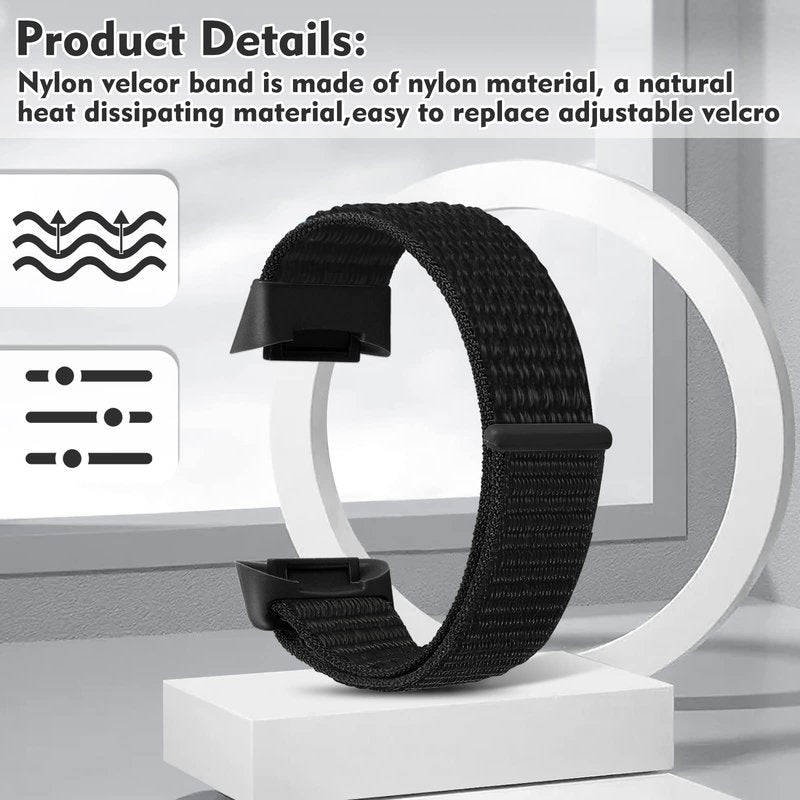 Relting Compatible with Fitbit Charge 5 Bands for Women Men,Soft Breathable Velcro Nylon Loop Sport Strap Replacement Wristbands for Fitbit Charge 5