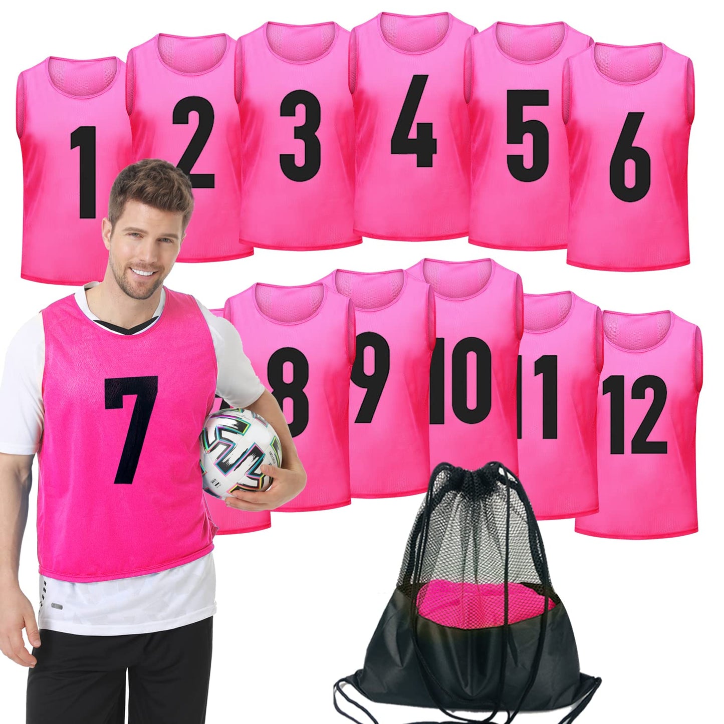 PULUOMASI 12 Pcs Team Pinnies Adult Kids,Soccer Pennies for Sports Youth