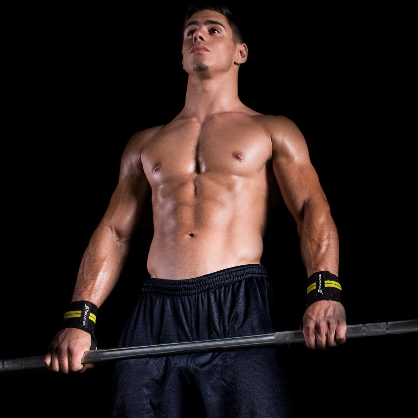 ProsourceFit Barbell Weight Lifting Wrist Wraps - Supportive Design with Thumb Loop | Yellow