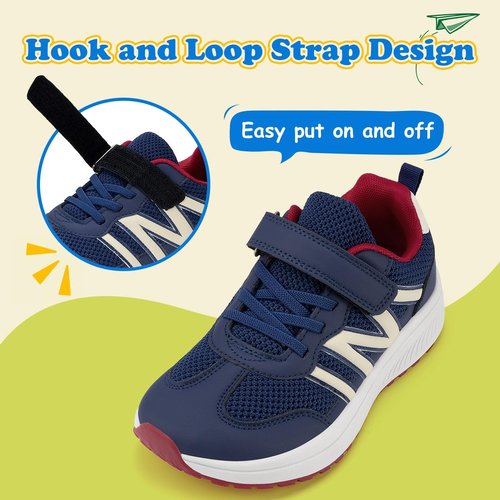Geococcyx Boys Wide Toe Box Sneakers Girls Tennis Running Shoes Breathable Walking Trainers for Kids Deep Blue 12 Wide Little Kid