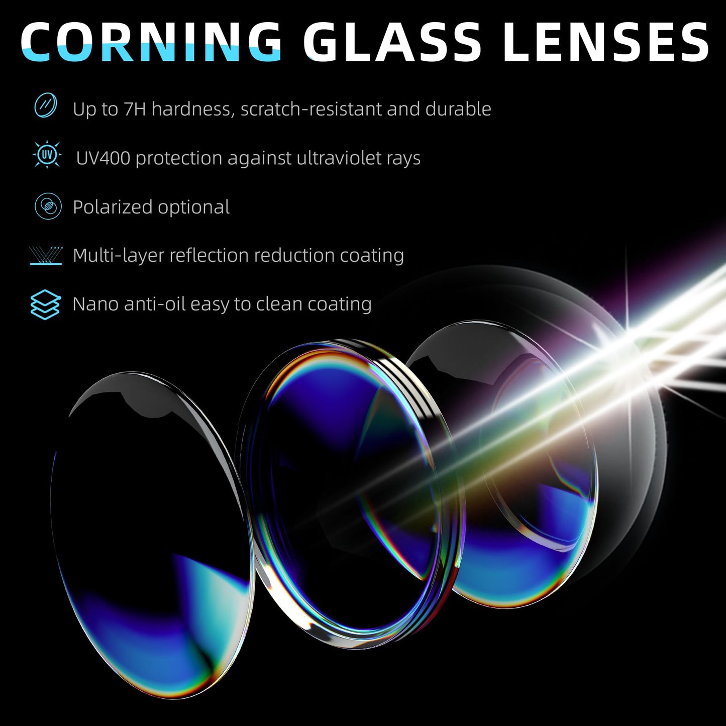 BNUS Polarized Corning Glass Lens Sunglasses for Men Fishing & Driving