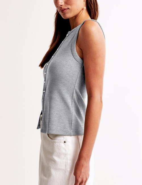 Cioatin Women’s Ribbed Button Down Tank Top - Slim Fit Sleeveless Crop Vest for Y2K Style