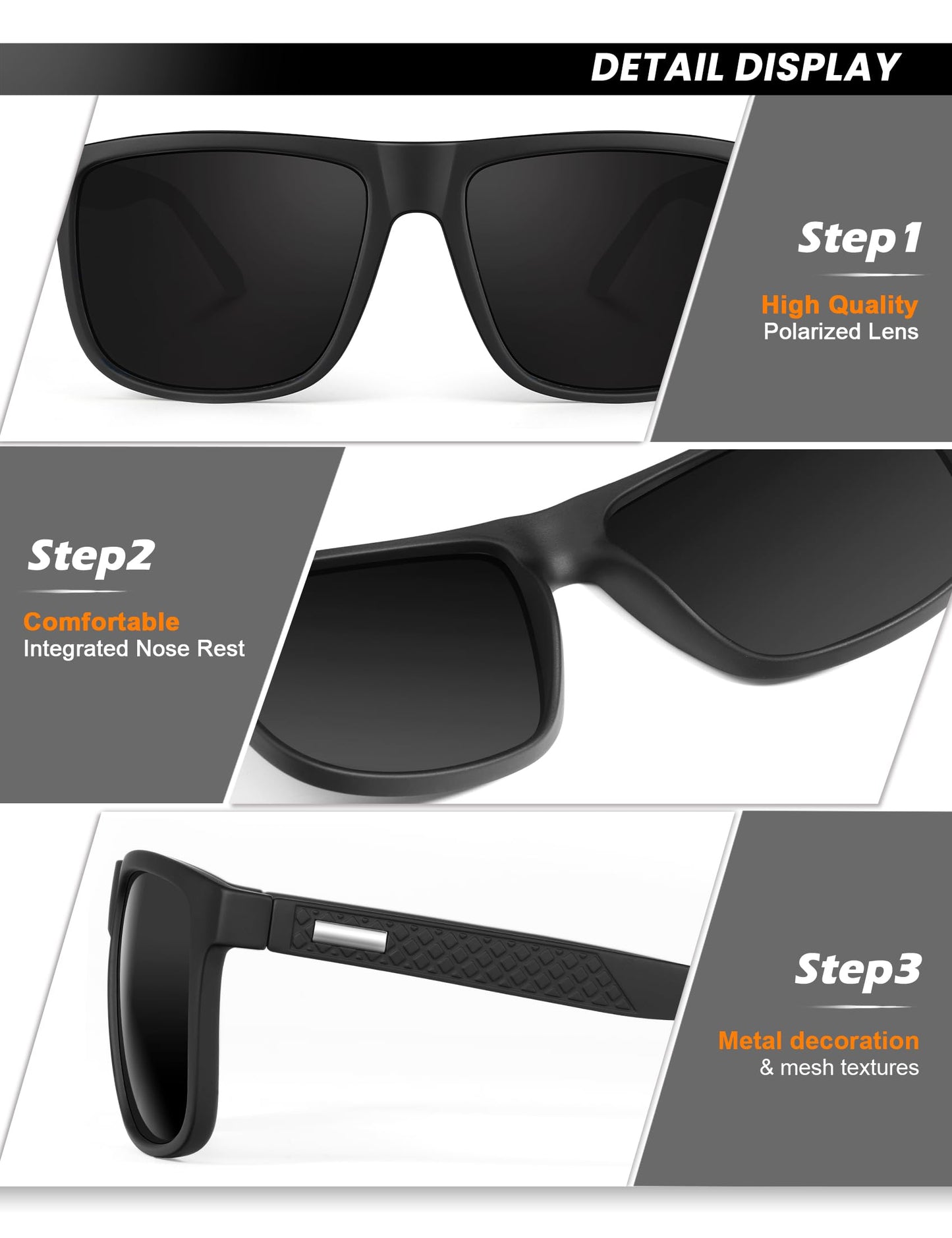 NSSIW Sunglasses-Men Polarized Mens-Sunglasses: Classic Sun Glasses with UV400 Protection for Driving Fishing Golf