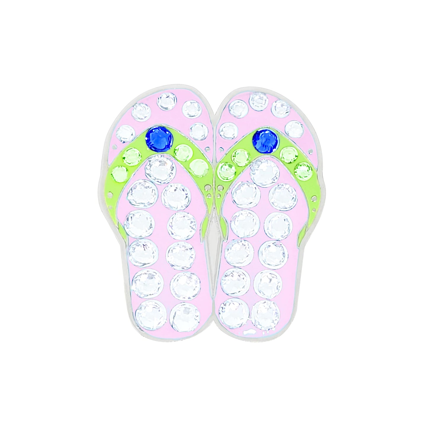 NAVIKA Pink Flip Flops Golf Ball Marker with Crystals | Hat Clip Included | Beach/Island Themed Accesory for Golfer | Pink Sandals Golfing Gift