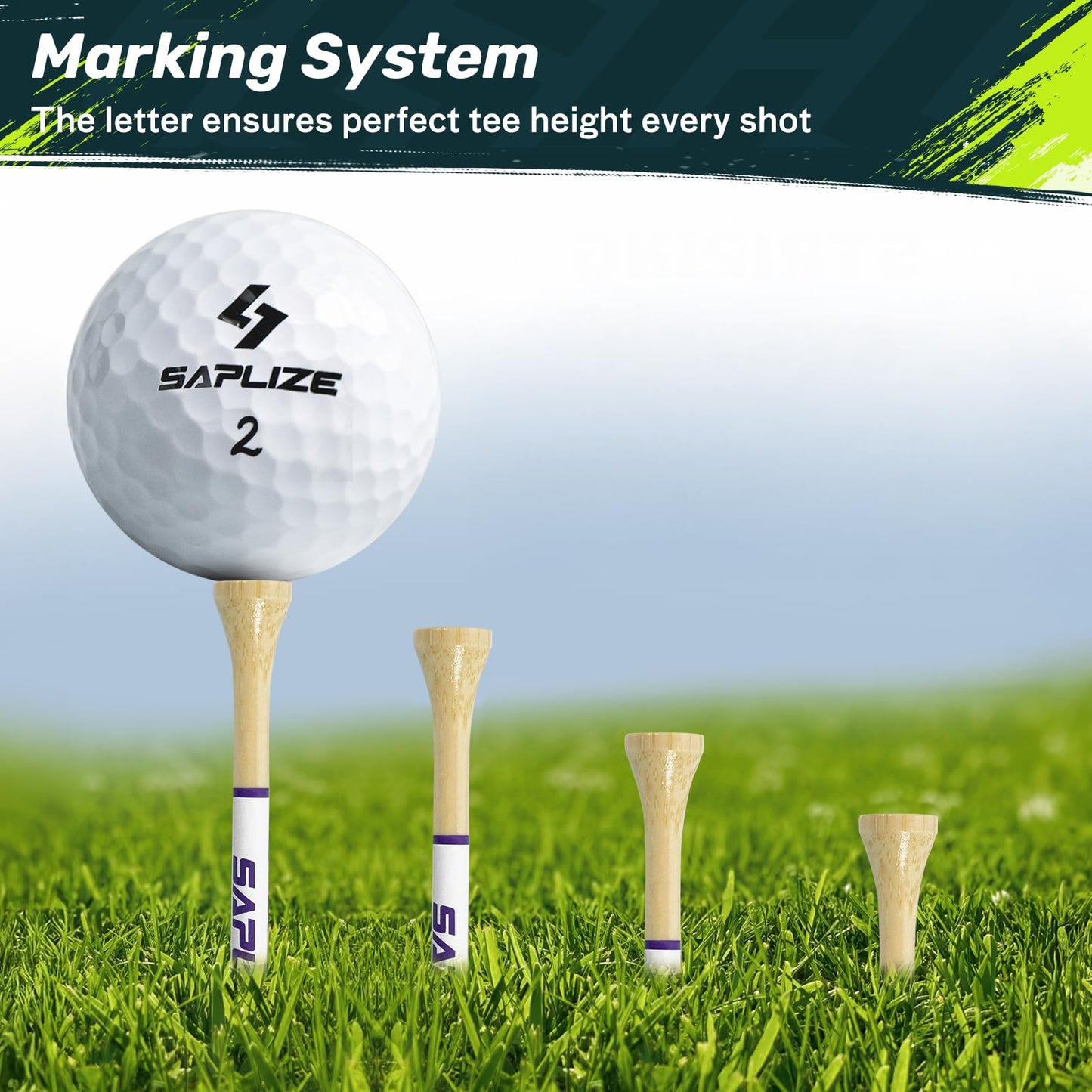 SAPLIZE Father’s Day Golf Gift for Dad – 4 Pack (80pcs, 3 1/4'') Bamboo Golf Tees Set, Gift-Ready Packaging, Funny Golf Accessories for Men, Golf Lovers & Weekend Players