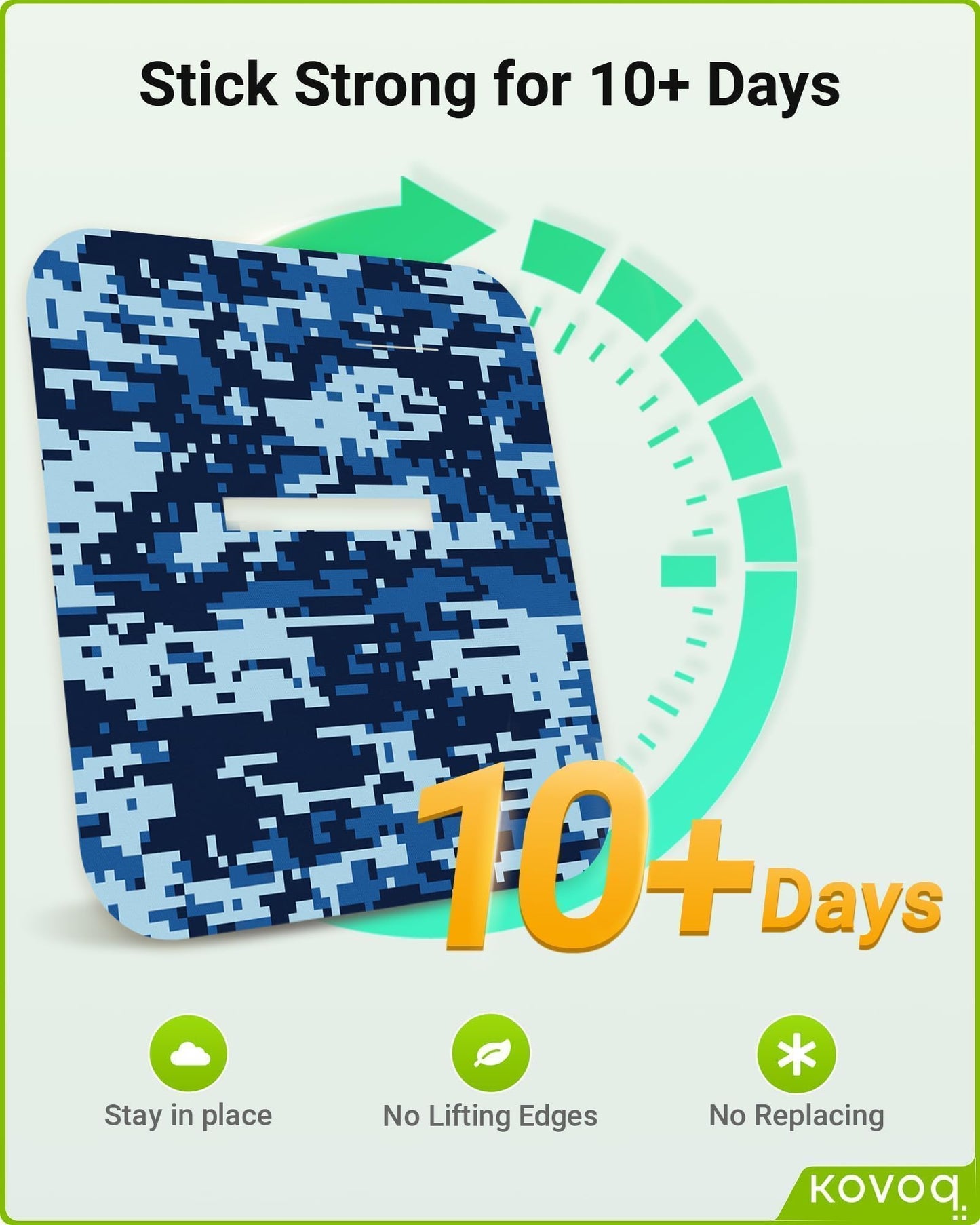 Kovoq Tandem Mobi Adhesive Sleeve, 16 Pack Overpatch Waterproof Pockets for Tandem Mobi Insulin Pump, Breathable Latex-Free and Hypoallergenic, 10+ Days Secure Hold with Case (Camo)