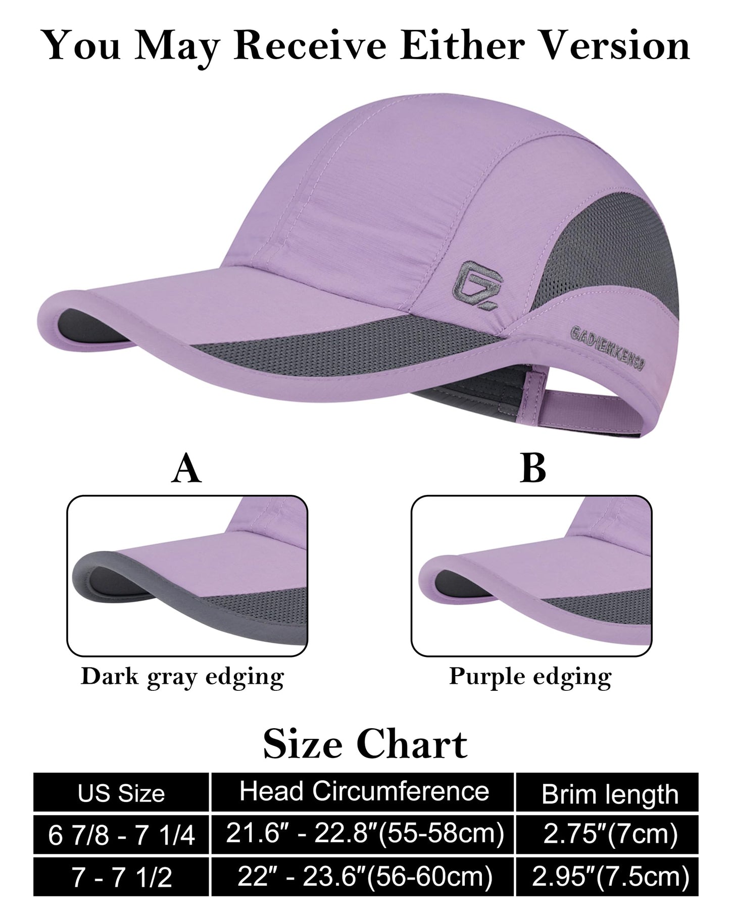 GADIEMKENSD Cooling Running Hat Quick Dry Summer Baseball Cap UPF50+ Sports Sun Caps Breathable Mesh Trucker Dad Hats Unstructured for Golf Tennis Hiking Gym Travel Camping Purple M/L 7-7 1/2