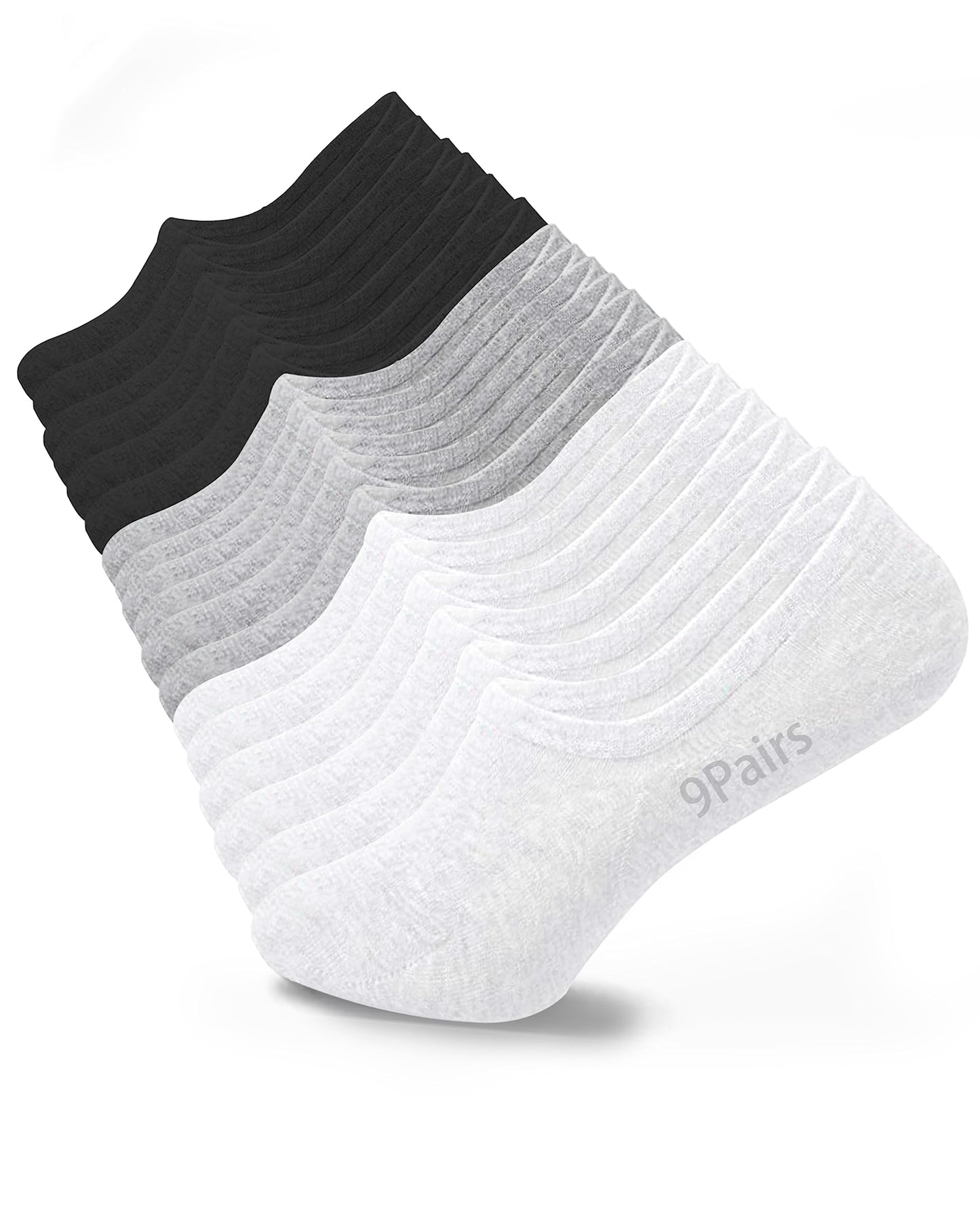 MoHern 9 Pairs No Show Socks Womens, Low Cut No Show Socks Size 6-10, 3 Colors Flat Socks for Women